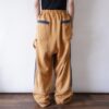 monster oversized fake suede side line mustard color wide sweat pants