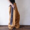 monster oversized fake suede side line mustard color wide sweat pants