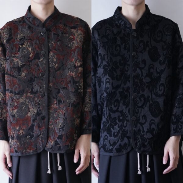 reversible black × dark red chenille pattern jacket