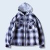 monotone shadow check puff hoodie jacket