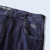 【FUBU】embroidery & gimmick wide baggy black denim pants