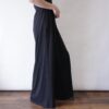 mode black drape fabric wide hakama pants