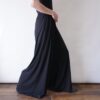 mode black drape fabric wide hakama pants