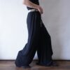 race-up design drape roll wide pants