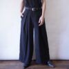 mode black drape fabric pleats tuck wide slacks