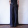 mode black drape fabric pleats tuck wide slacks