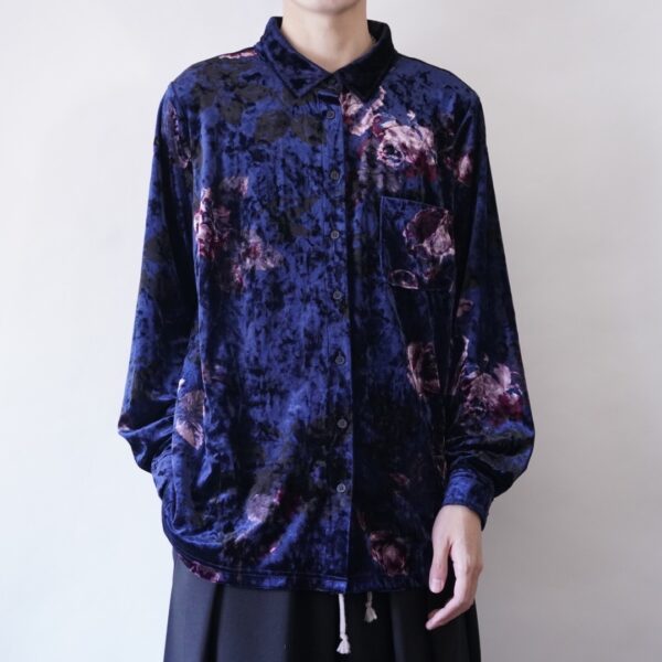 glossy blue purple velours shirt