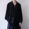 glossy black velours zip parka