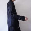 glossy black satin asymmetry tailored jacket