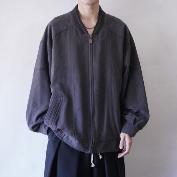 oversized fade gray smooth poly blouson