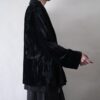 "ウネリ" glossy black velours drape easy tailored jacket