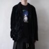 "ウネリ" glossy black velours drape easy tailored jacket