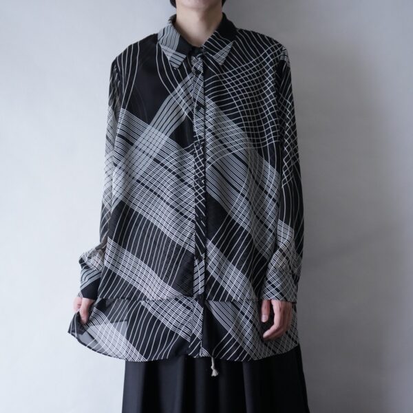 oversized monotone layered see-through shirt