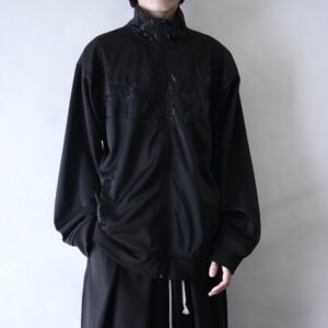 【SEAN JOHN】oversized black × glossy black line design track jacket