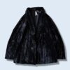 "ウネリ" glossy black velours drape easy tailored jacket