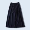 mode black drape fabric pleats tuck wide slacks