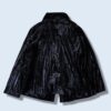 "ウネリ" glossy black velours drape easy tailored jacket