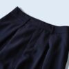 mode black drape fabric pleats tuck wide slacks