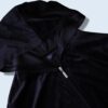 glossy black velours zip parka