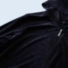 glossy black velours zip parka