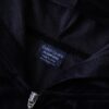 glossy black velours zip parka