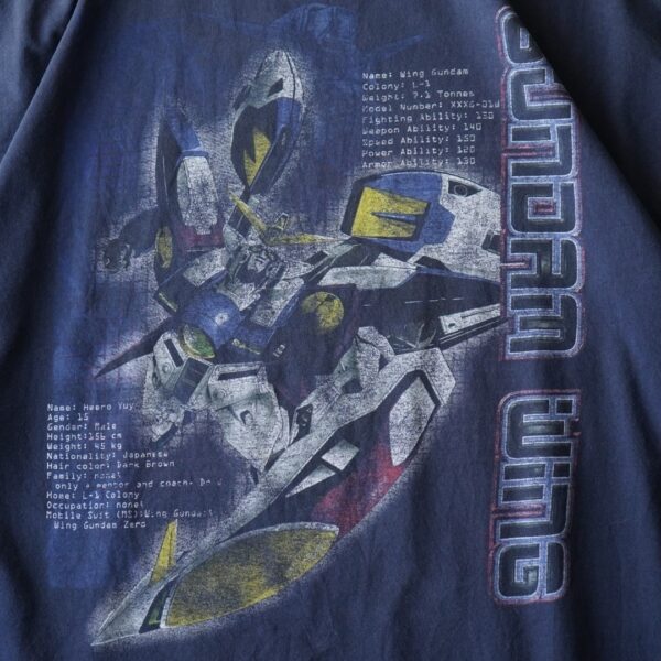 "極上フェードとクラックを魅せるガンダムW" vintage official double side print tee