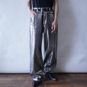 DEAD STOCK metalic silver baggy denim pants