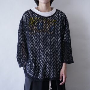 oversized black sheer mesh cut&sewn