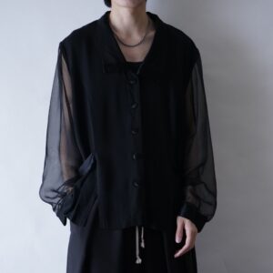 arm see-through & satin switching jacket