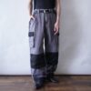 gray × black switching work pants