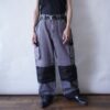 gray × black switching work pants