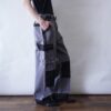 gray × black switching work pants