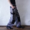 gray × black switching work pants