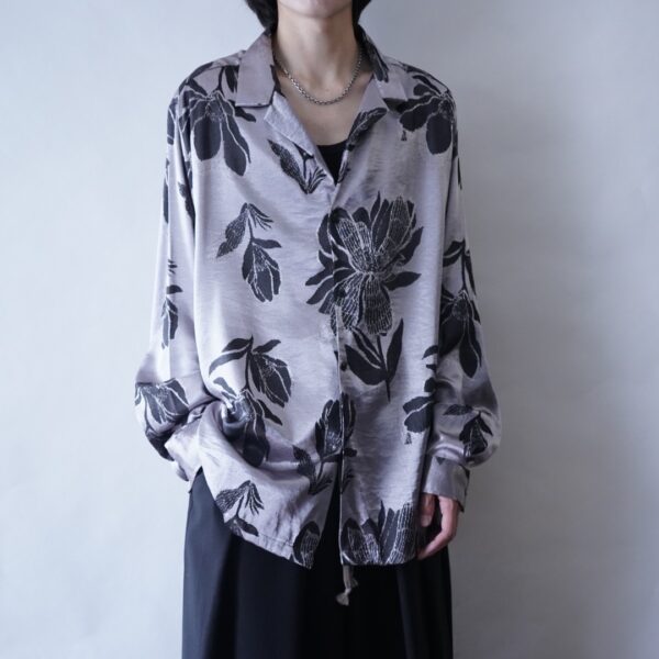 metalic silver flower pattern shirt
