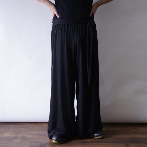 rope design see-through layer wide pants