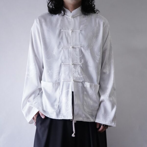 white × white pattern China shirt