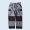 gray × black switching work pants