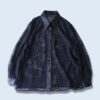 satin switching pattern see-through shirt