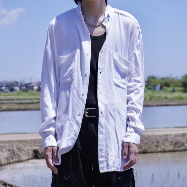 "PAINT" blue × silver paint terotero shirt