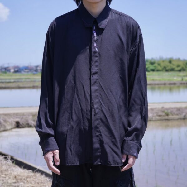 "PAINT" magenta × purple gray paint & crush shirt