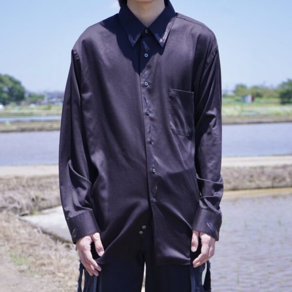 "PAINT" gold × purple glossy paint shirt