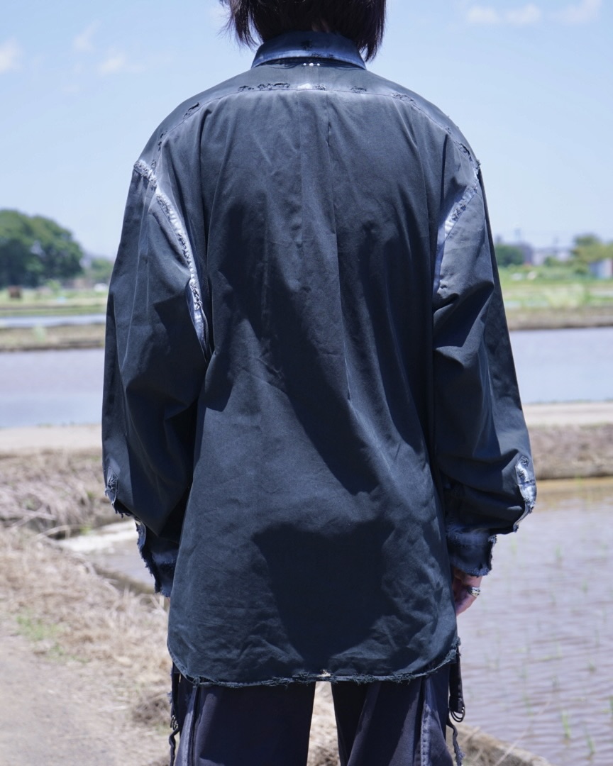 "ANARCHY × ラインストーン" star motif BORO custom shirt