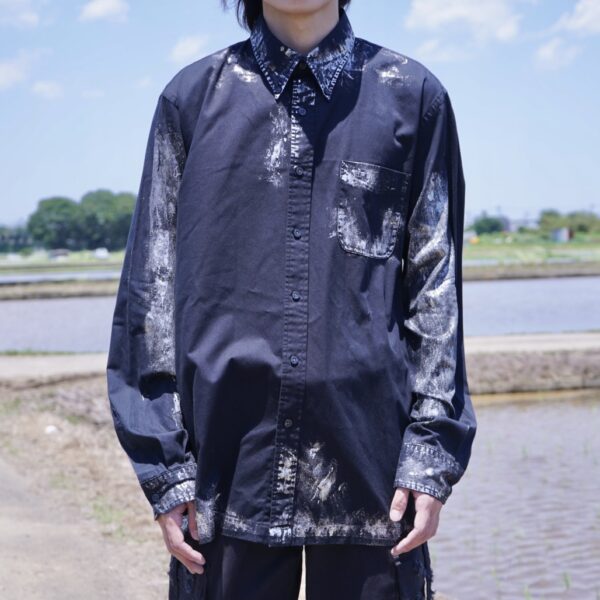 "銀箔ANARCHY" metallic silver foil remake shirt