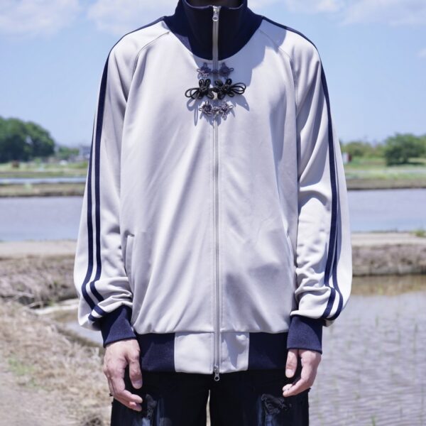 "CHINA × SPORTS" gray × navy China track jacket