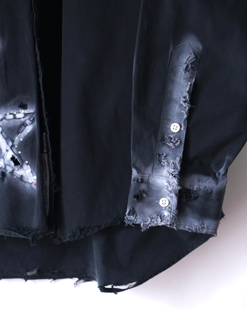 "ANARCHY × ラインストーン" star motif BORO custom shirt