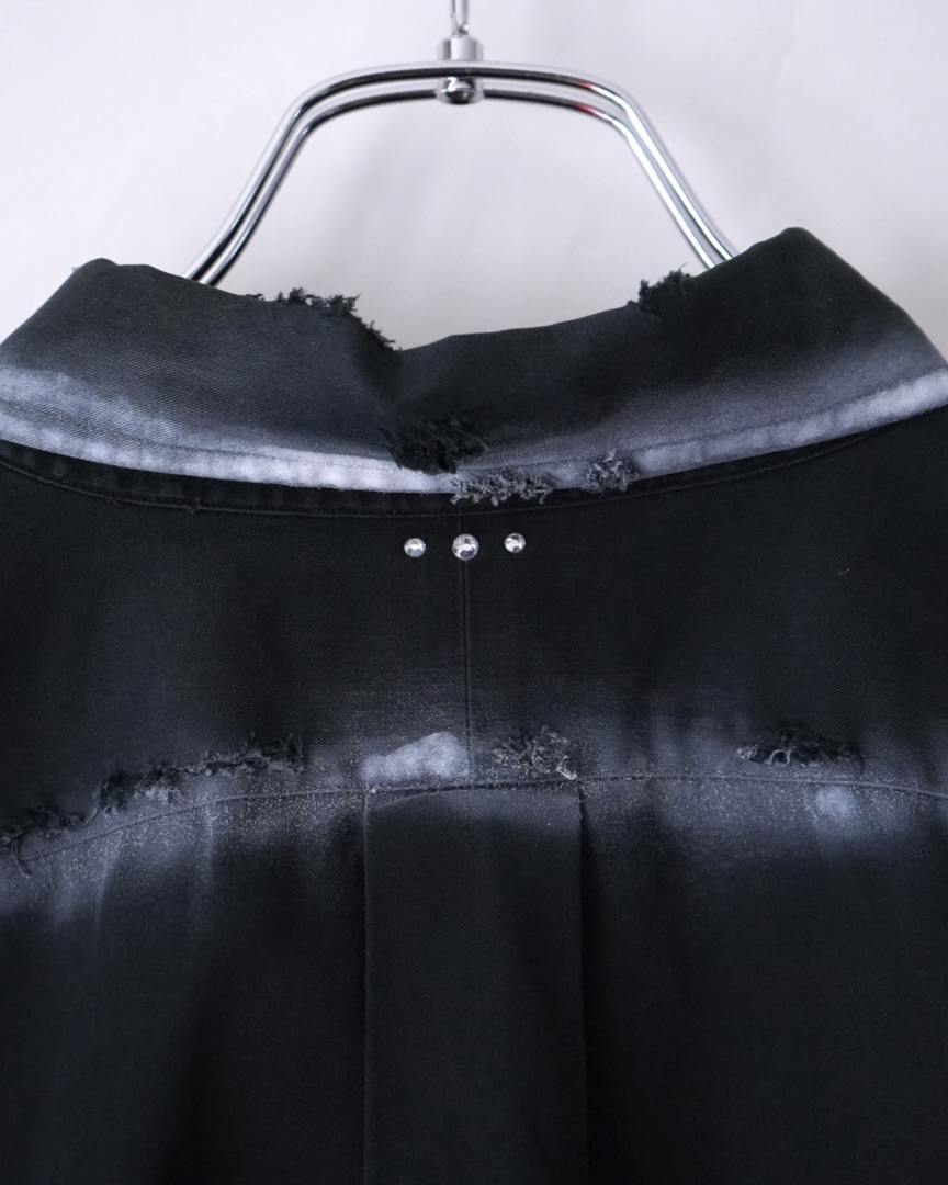 "ANARCHY × ラインストーン" star motif BORO custom shirt