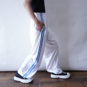 【NIKE】glossy white × blue side line track pants