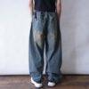 circle silhouette brown fade baggy wide denim pants