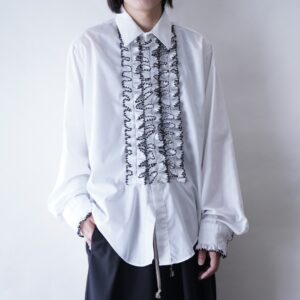 white × black frill shirt