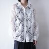 oversized white lace sheer shirt